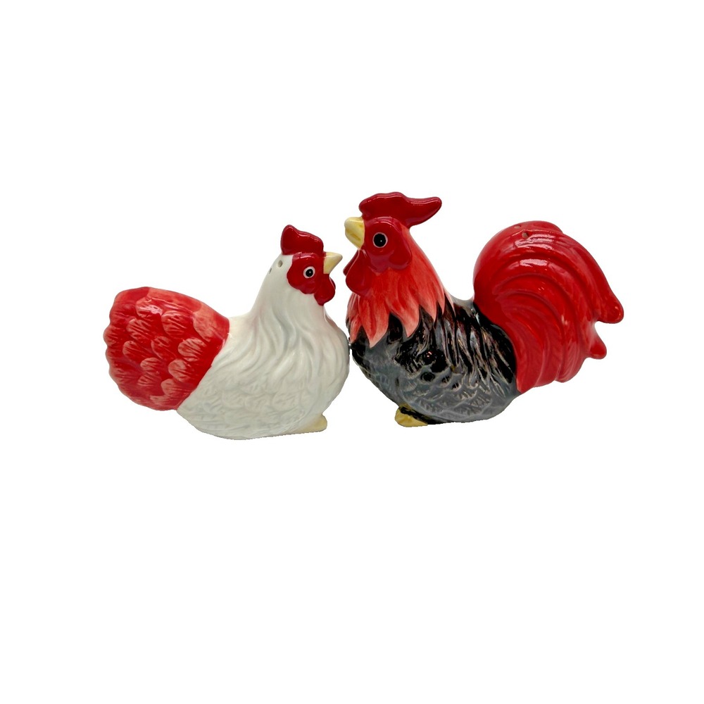 Pacific Giftware Magnetic Kissing Rooster & Hen Salt & Pepper Shakers Farmhouse